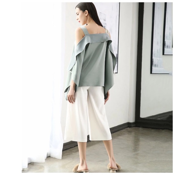 Silky Multi Color Asymmetrical Strappy Top - Picture 3 of 7